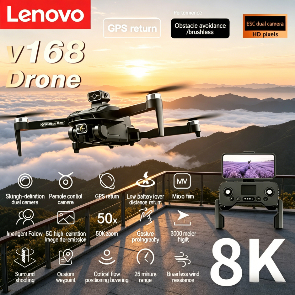 Drone Camera Wide Angle - Lenovo V168 GPS 8K Drone Professinal